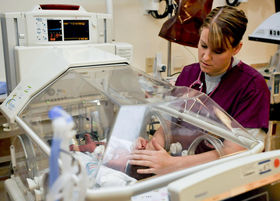 Nursing students in clinical training